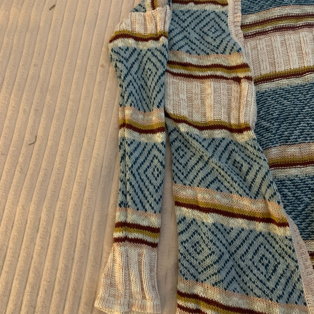 Multicolor Geometric Knit Cardigan